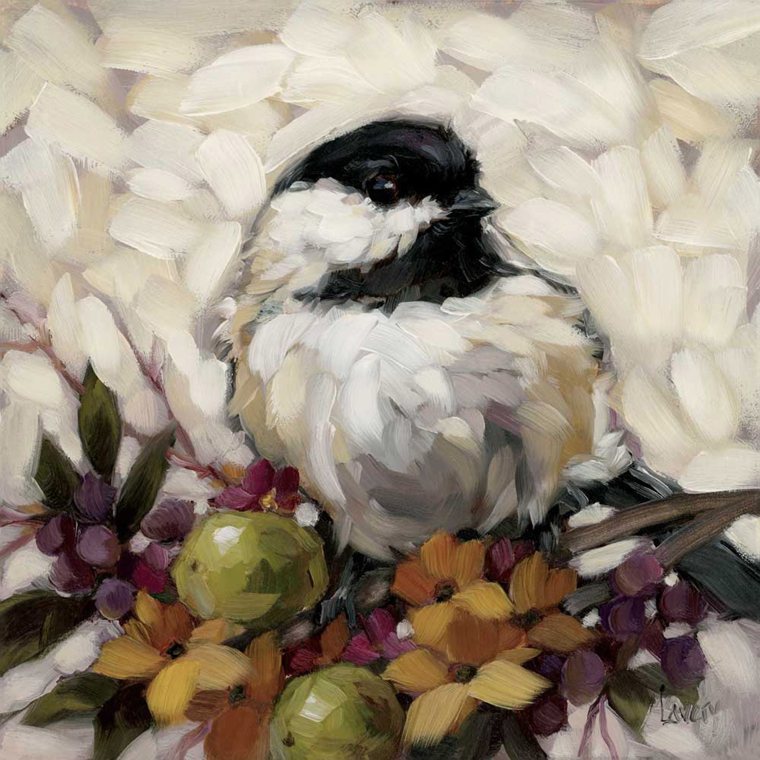 Chickadee With Lime Canvas Wall Art - GreenBox Art