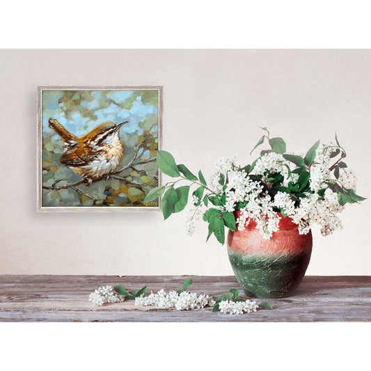Wren Looking For Signs Mini Framed Canvas - GreenBox Art