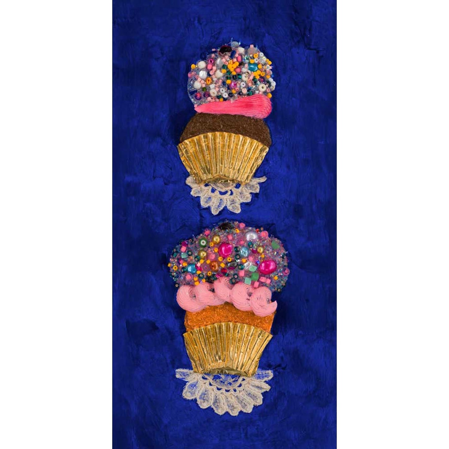 Cupcake Stack - Blue Canvas Wall Art - GreenBox Art