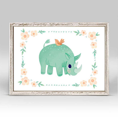 Soft Safari - Rhino Mini Framed Canvas