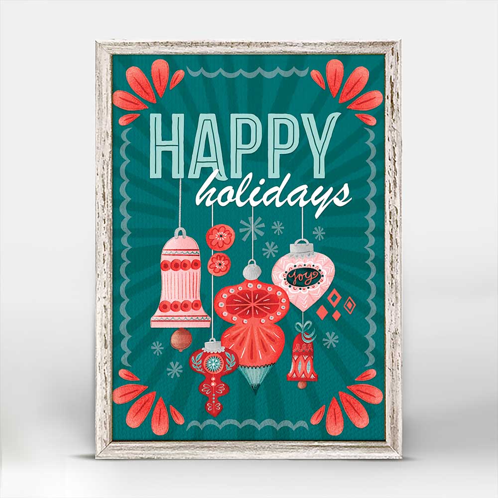 Holiday - Happy Holidays - Ornaments Mini Framed Canvas