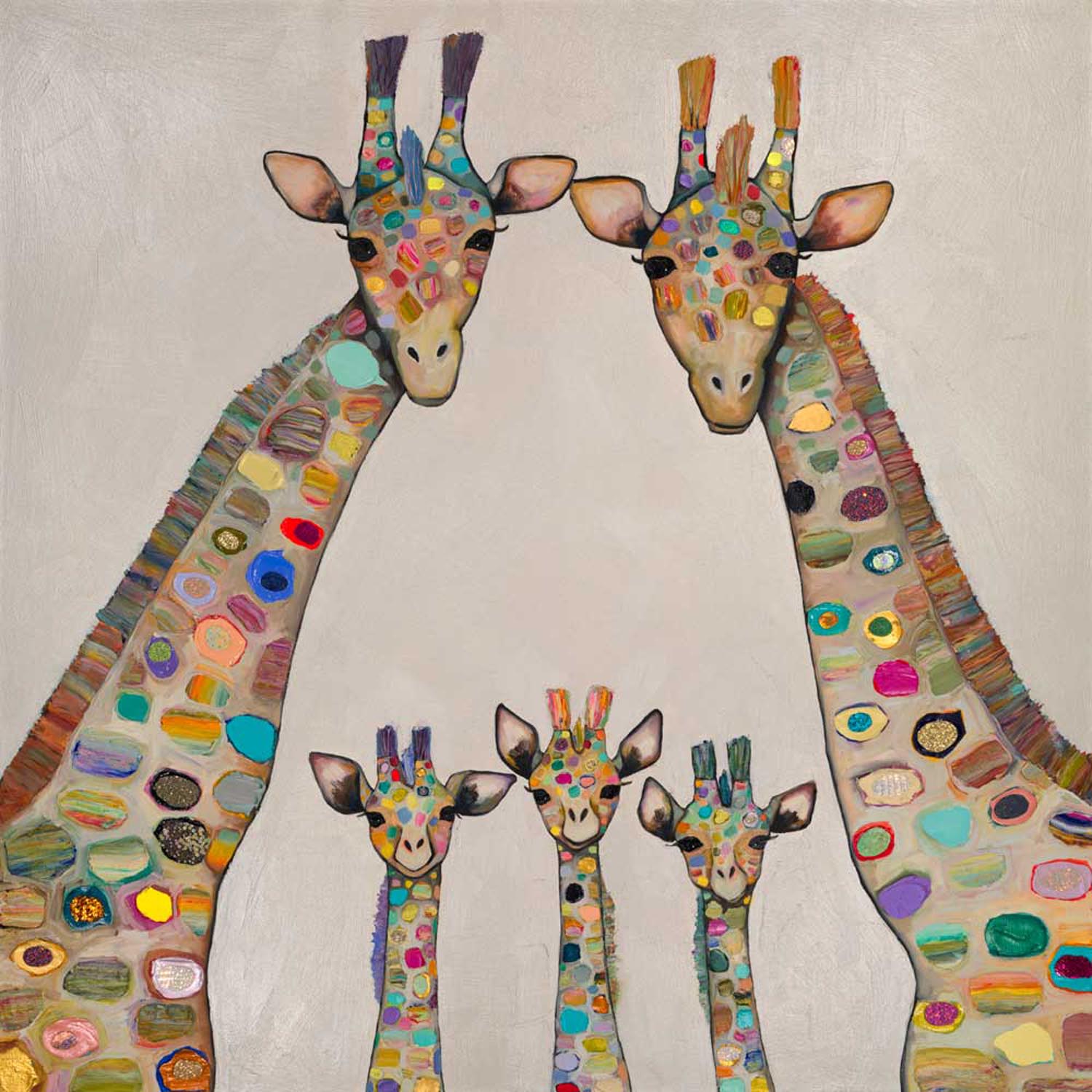 Family Of Giraffes Canvas Wall Art - GreenBox Art