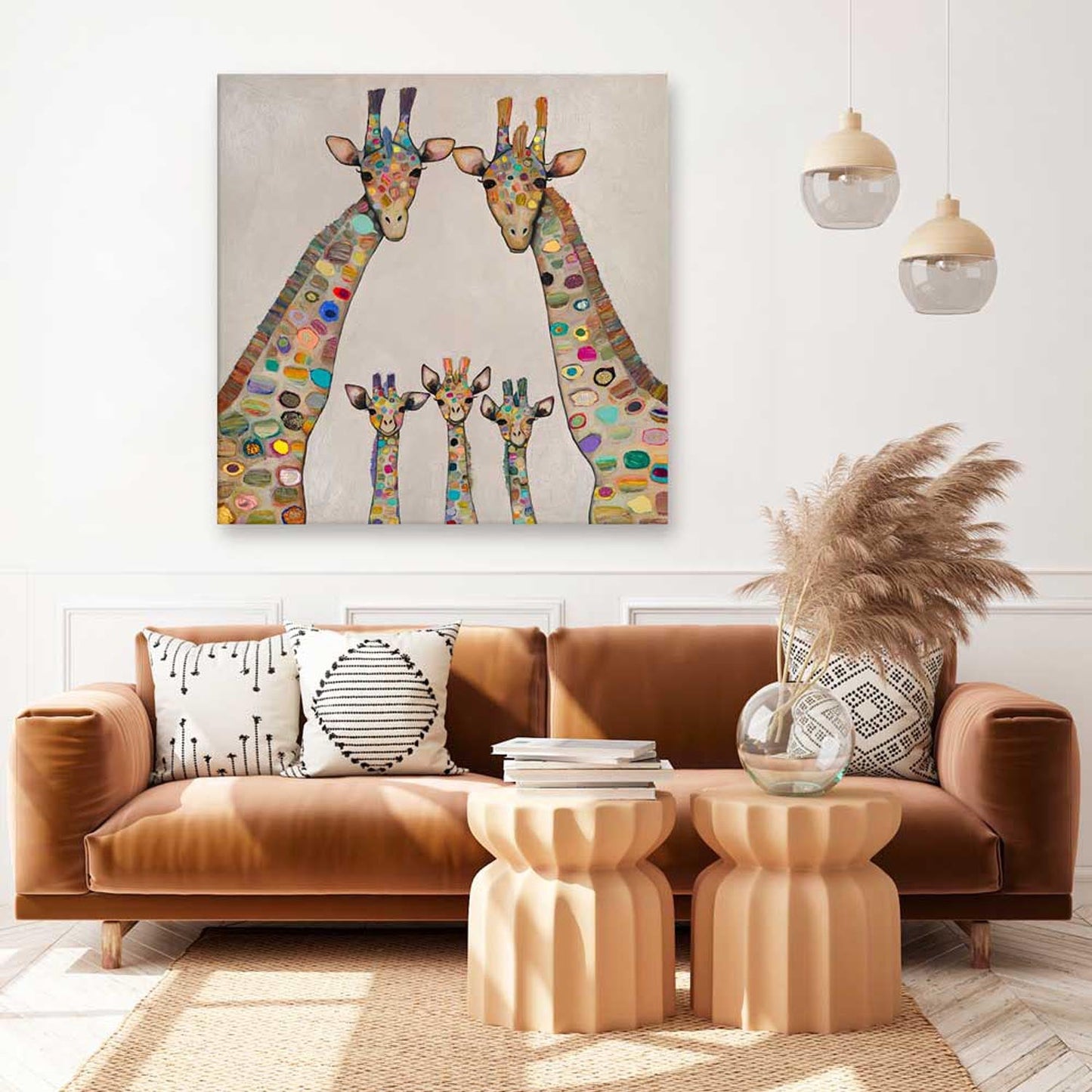 Family Of Giraffes Canvas Wall Art