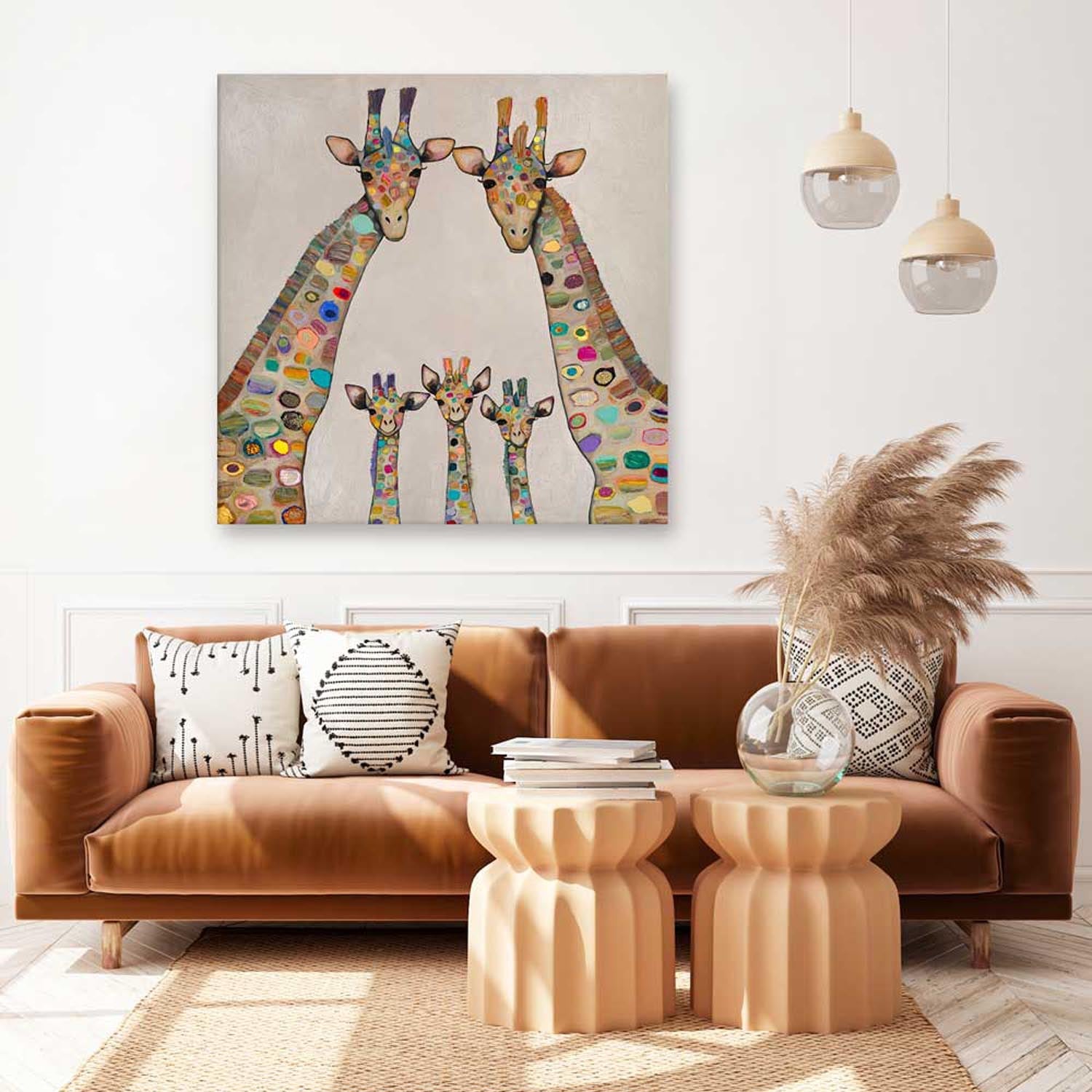 Family Of Giraffes Canvas Wall Art - GreenBox Art