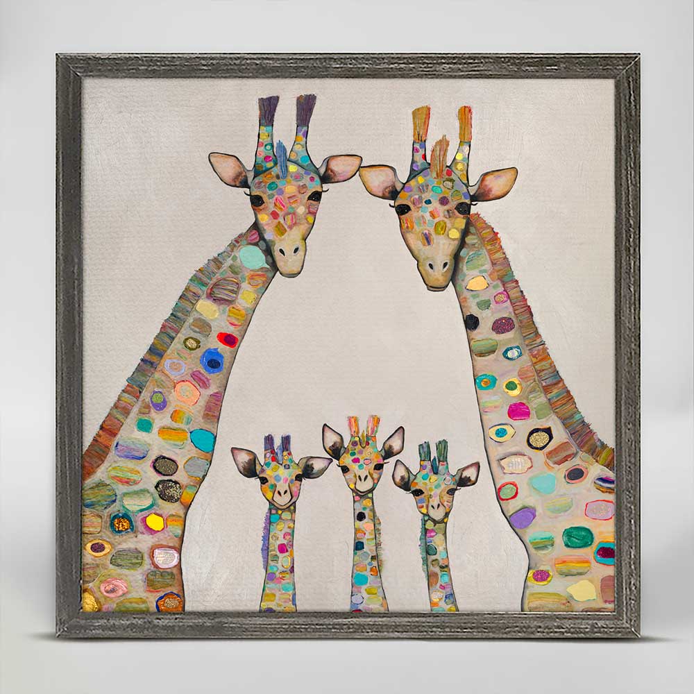 Family Of Giraffes Mini Framed Canvas - GreenBox Art