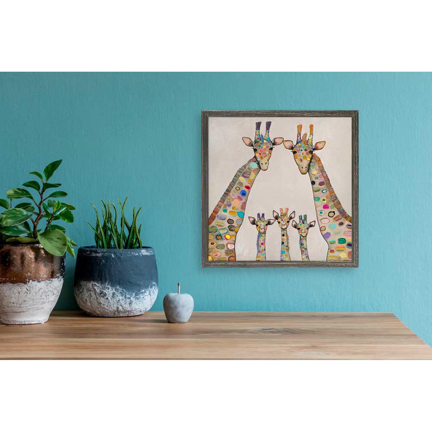 Family Of Giraffes Mini Framed Canvas - GreenBox Art