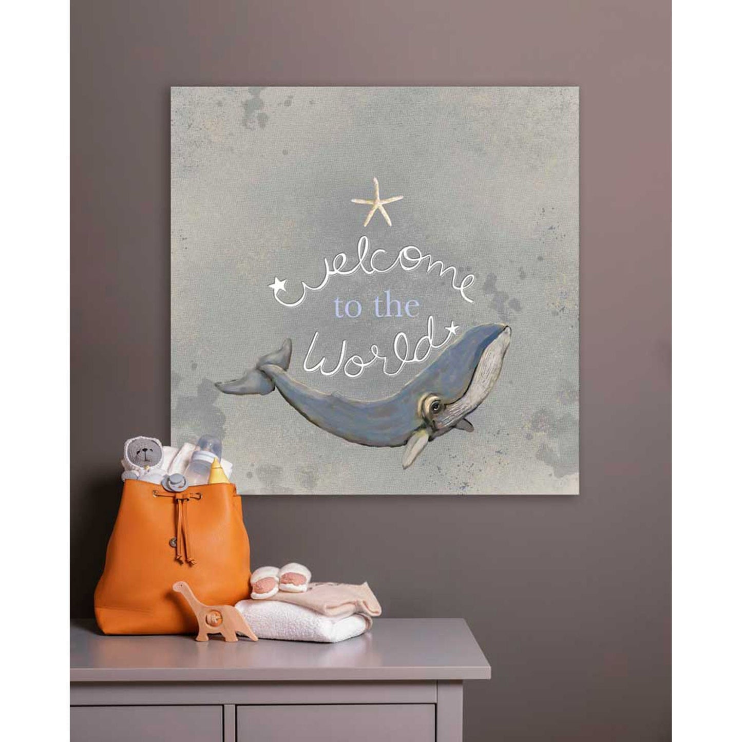 Welcome To The World - Whale Canvas Wall Art - GreenBox Art