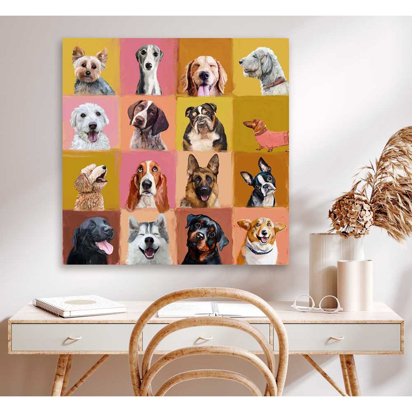 Colorblock Dogs Canvas Wall Art