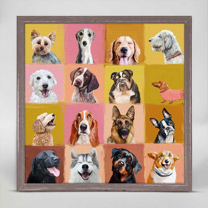 Colorblock Dogs Mini Framed Canvas