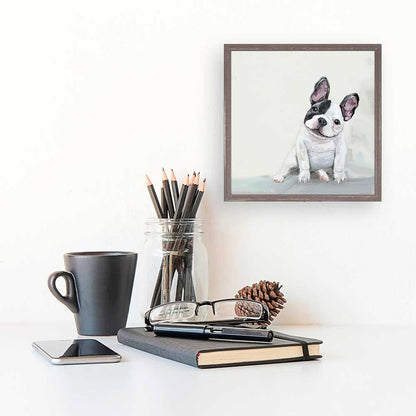 Best Friend - Black & White Frenchie Mini Framed Canvas