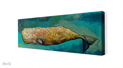 Whale in Seafoam Canvas Wall Art