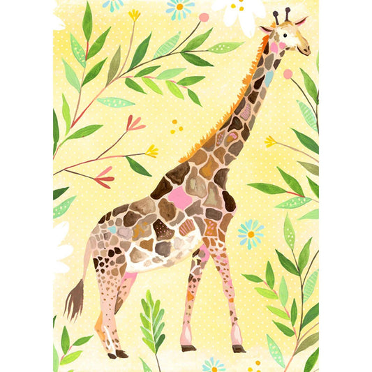 Wild Flower Giraffe Canvas Wall Art
