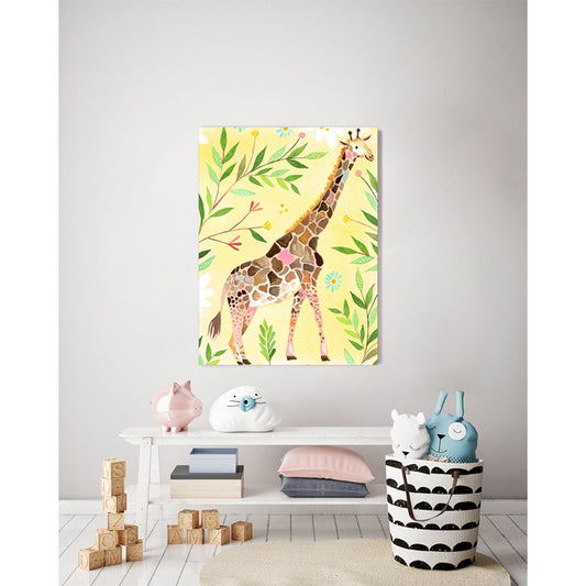 Wild Flower Giraffe Canvas Wall Art