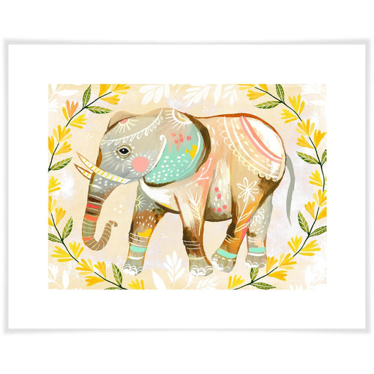 Wild Flower Elephant Art Prints