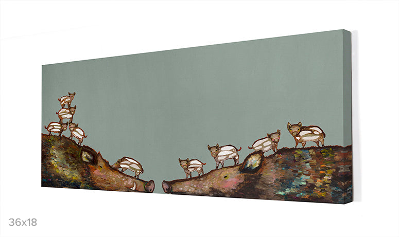 Wild Boar Baby Pile Canvas Wall Art