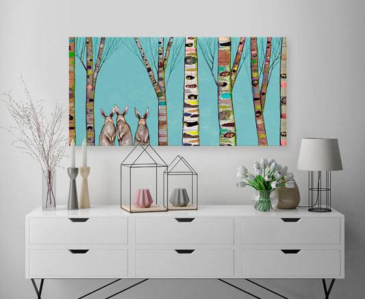 Bunnies In The Woods Canvas Wall Art