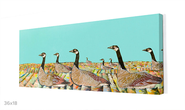 Golden Geese Canvas Wall Art
