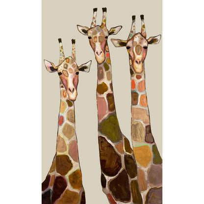Three Giraffes on Cream Canvas Wall Art