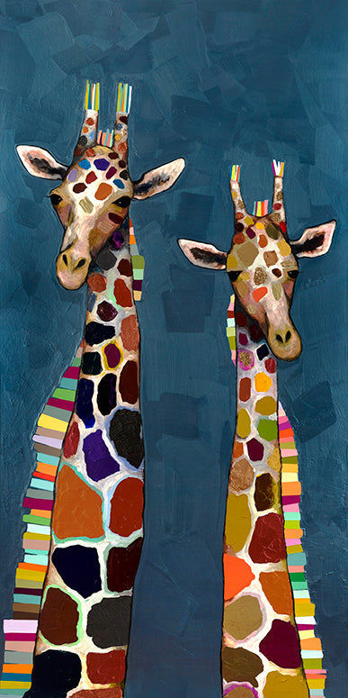 Giraffe Family Diptych Canvas Wall Art