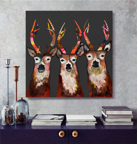 Designer Deer Canvas Wall Art - GreenBox Art