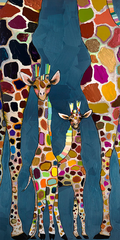 Giraffe Family of Four Diptych Canvas Wall Art