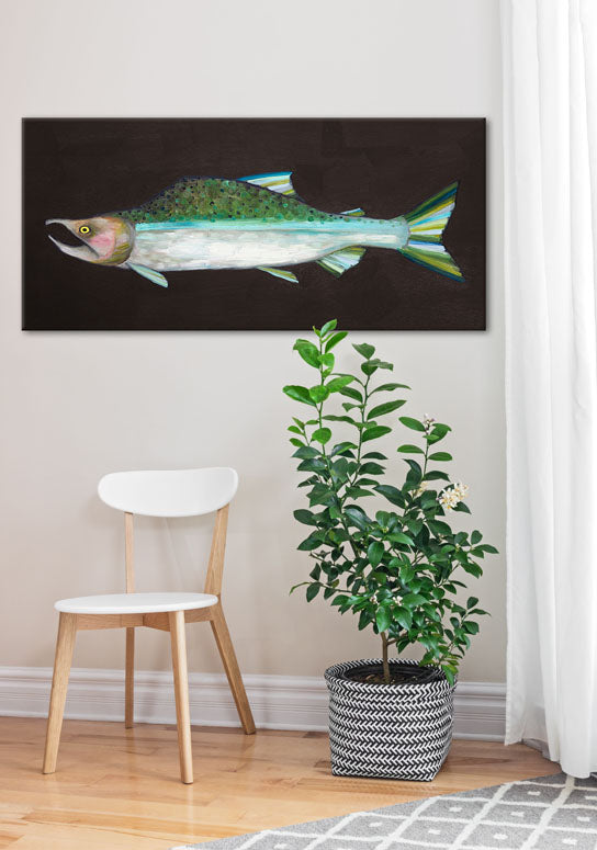 Wild Salmon Canvas Wall Art - GreenBox Art