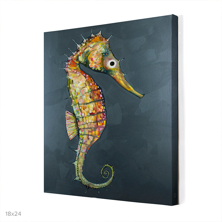 Floating Seahorse Canvas Wall Art - GreenBox Art