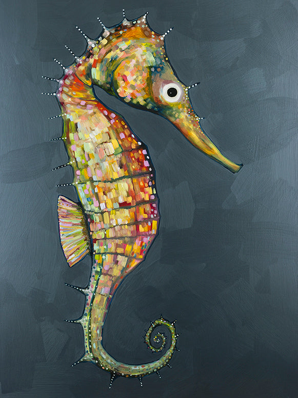 Floating Seahorse Canvas Wall Art - GreenBox Art