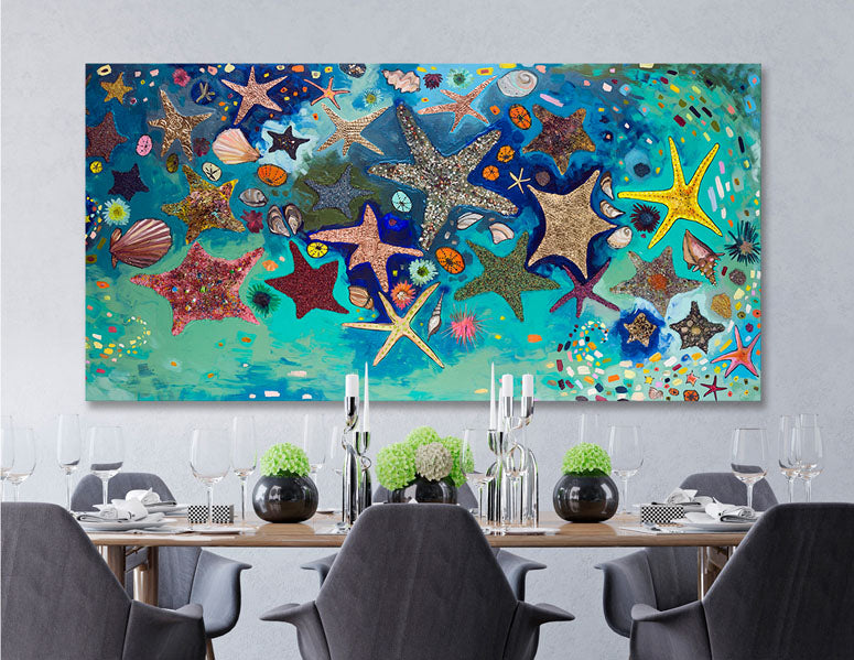 Metallic Starfish Canvas Wall Art