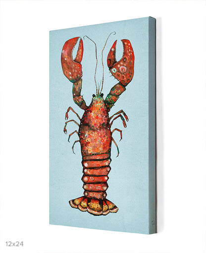 Lobster On Blue Canvas Wall Art
