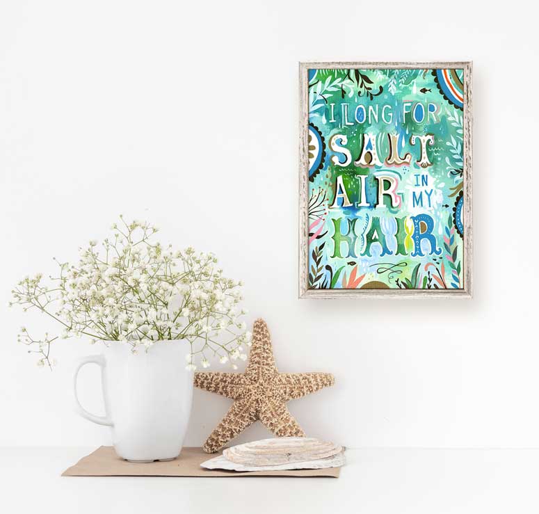 Salt Air in My Hair Mini Framed Canvas - GreenBox Art