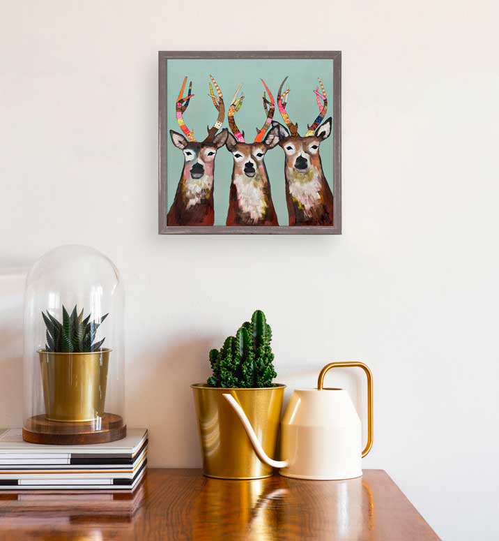 Designer Deer Mini Framed Canvas