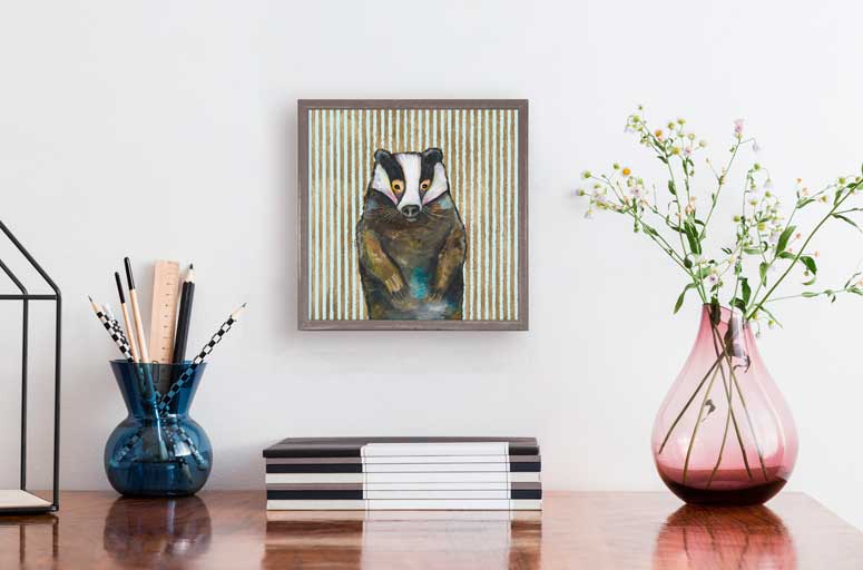Badger With Gold Stripes Mini Framed Canvas