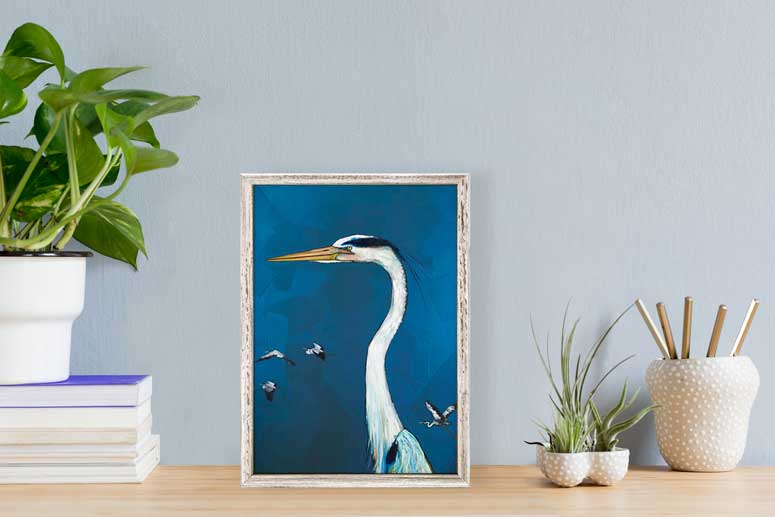 Great Blue Heron Mini Framed Canvas