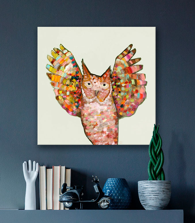 Owl Hooray Canvas Wall Art - GreenBox Art