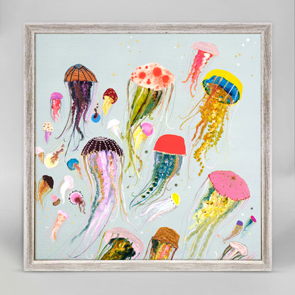 Floating Jellyfish Mini Framed Canvas - GreenBox Art
