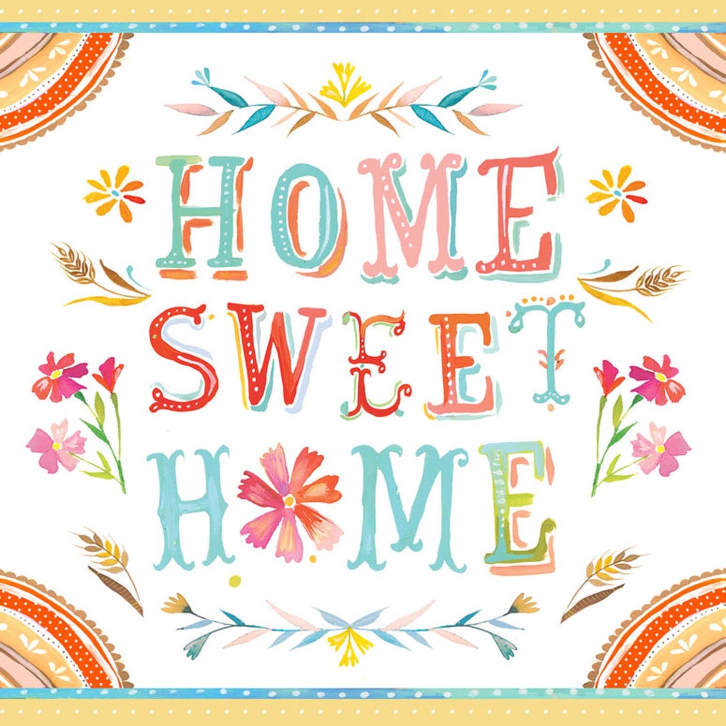 Home Sweet Home Floral Canvas Wall Art