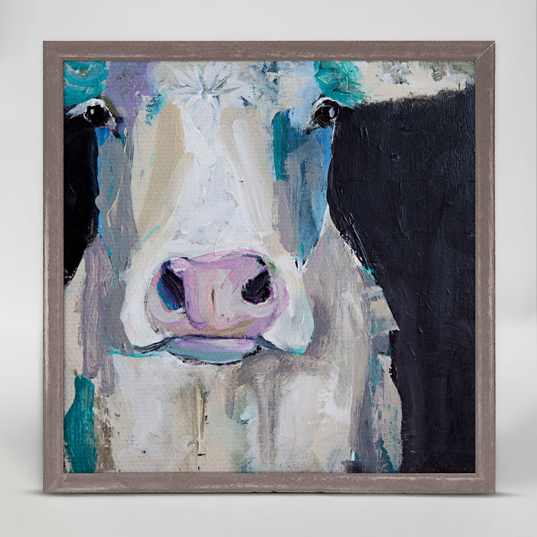 Cow Close Up Mini Framed Canvas