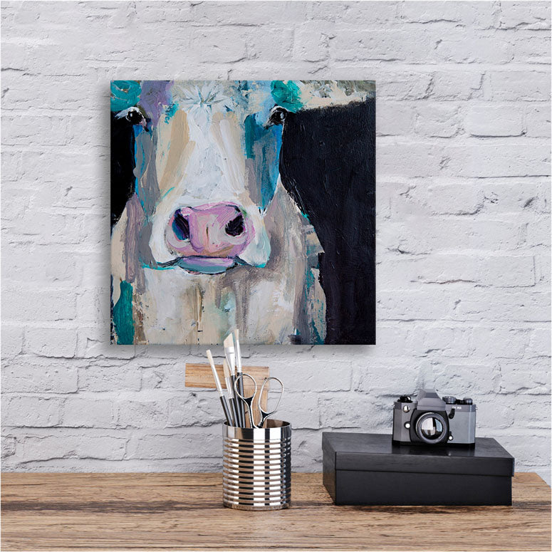 Cow Close Up Canvas Wall Art - GreenBox Art