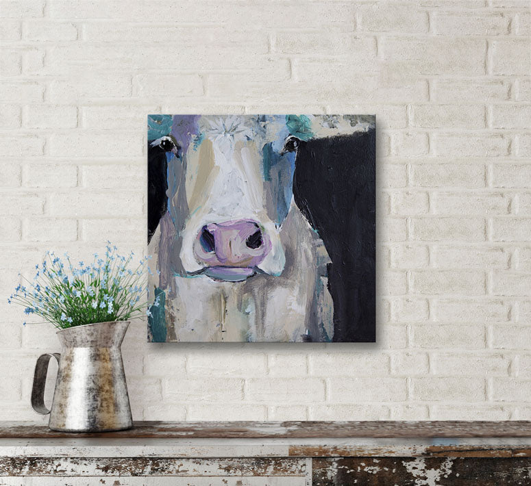 Cow Close Up Canvas Wall Art - GreenBox Art