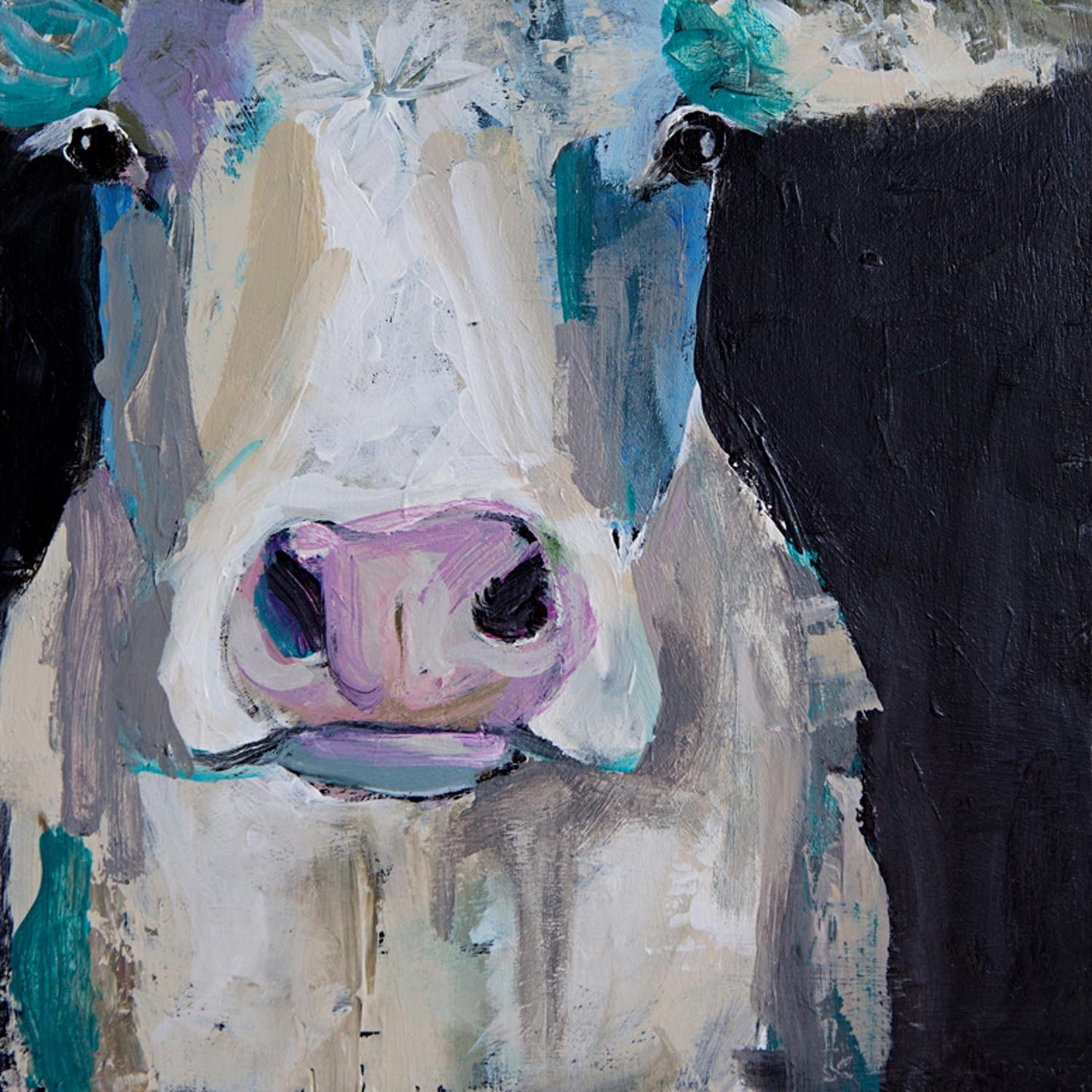 Cow Close Up Canvas Wall Art - GreenBox Art