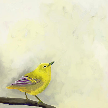 Yellow Bird On Branch Canvas Wall Art