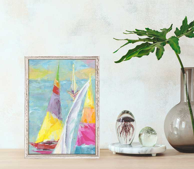 Painted Sailboat Mini Framed Canvas - GreenBox Art