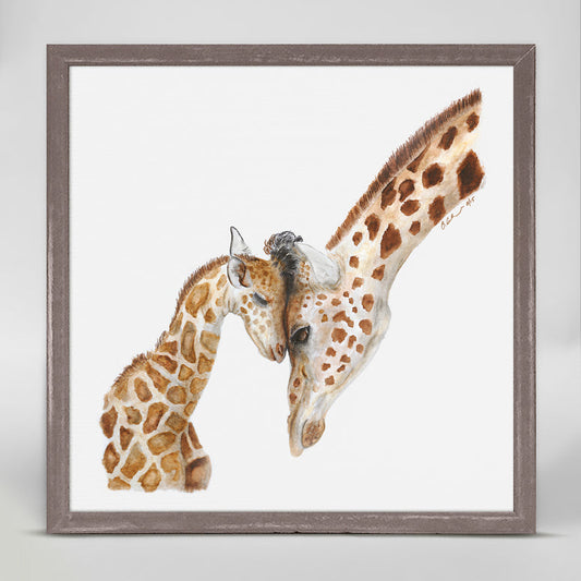 Mom and Baby Giraffes Mini Framed Canvas