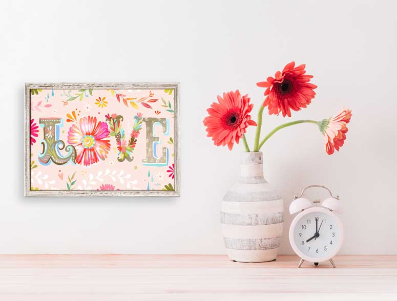 Floral LOVE Mini Framed Canvas - GreenBox Art