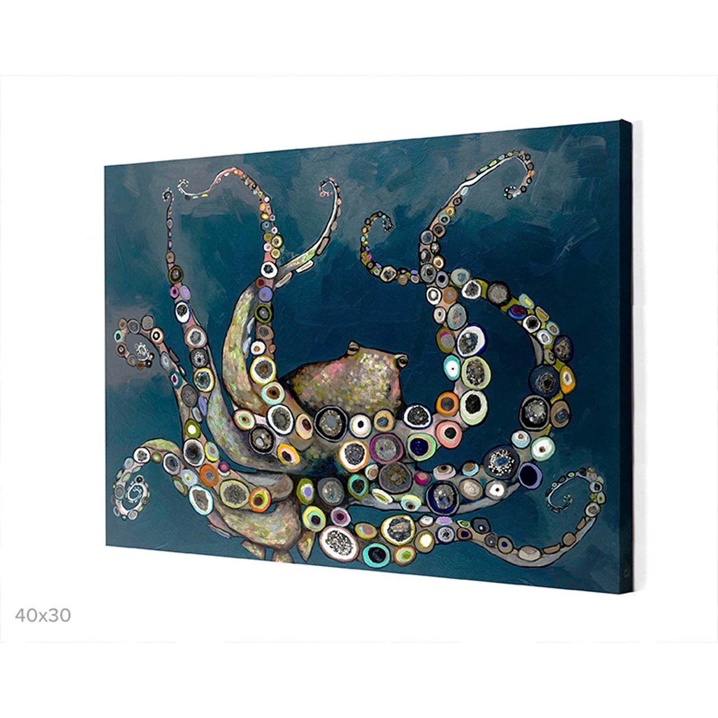 Octopus in the Deep Blue Sea Canvas Wall Art