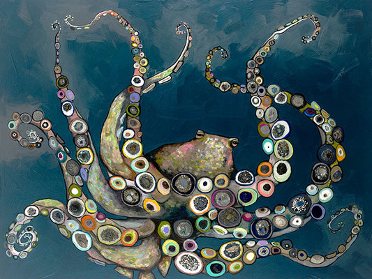 Octopus in the Deep Blue Sea Canvas Wall Art - GreenBox Art