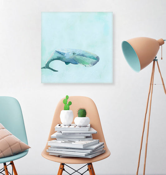 Swimming Whale Canvas Wall Art - GreenBox Art