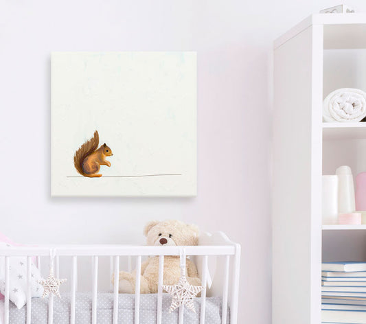 Little Brown Squirrel Canvas Wall Art - GreenBox Art