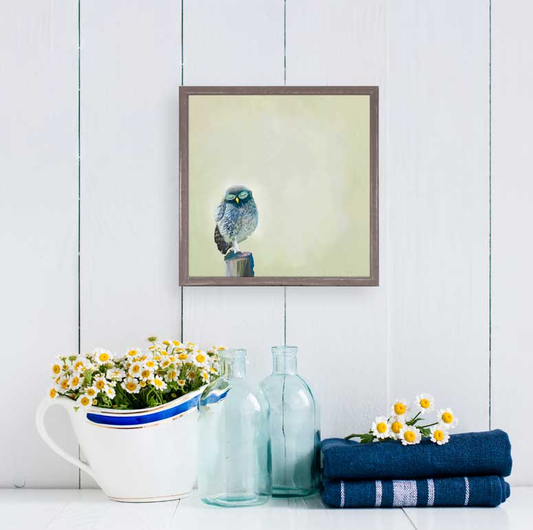 Little Baby Owlet Mini Framed Canvas - GreenBox Art